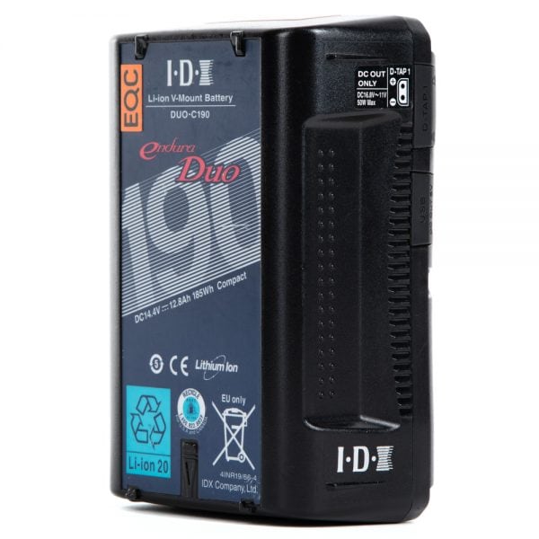IDX Endura DUO-C190 V-Mount-Lithium-Ionen-Akku mit 185 Wattstunden für Cine-Kameras.