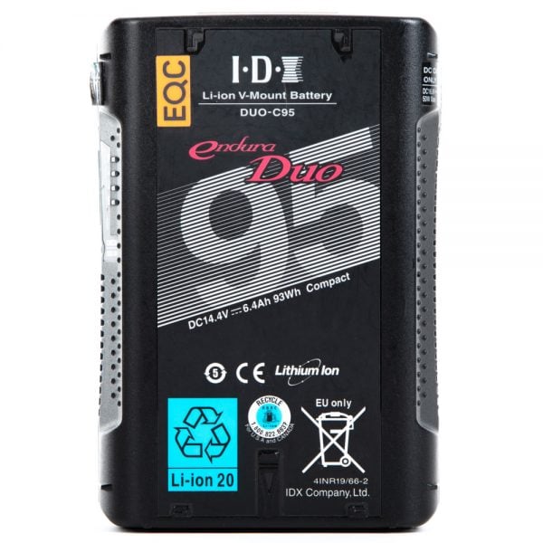 IDX Endura DUO-C95 V-Mount-Lithium-Ionen-Akku mit 93 Wattstunden für Gimbal-Setups.