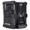 Stapelbarer V-Mount-Akku mit 143 Wattstunden für digitale Cine-Kameras wie ARRI ALEXA Mini oder RED Monstro; zwei D-Tap- und ein USB-Ausgang versorgen Zubehör. IDX IPL-150 stapelbarer V-Mount-Lithium-Ionen-Akku mit 143 Wattstunden und PowerLink.
