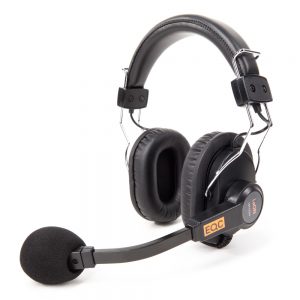 LaON LSH-S125D Intercom-Headset mit zwei geschlossenen Ohrmuscheln und Schwanenhalsmikrofon.