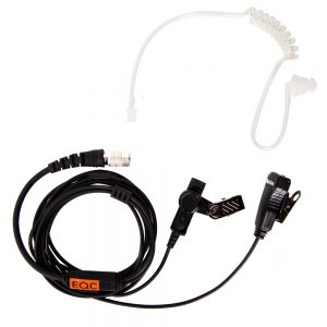 LaON PTE-850 In-Ear-Kopfhörer mit transparentem Schallschlauch, Ohrpolster und Spiralkabel.