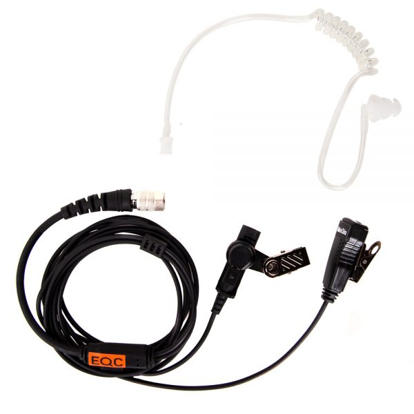 LaON PTE-850 In-Ear-Kopfhörer mit transparentem Schallschlauch, Ohrpolster und Spiralkabel.