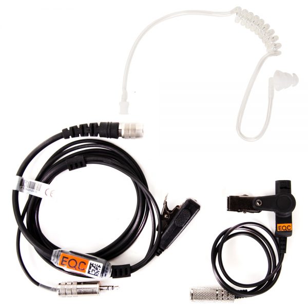 LaON PTE-850 In-Ear-Headset mit verriegelbarem 3,5-mm-TRS-Stecker und transparentem Schallschlauch.