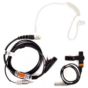 LaON PTE-850 In-Ear-Headset mit verriegelbarem 3,5-mm-TRS-Stecker und transparentem Schallschlauch.