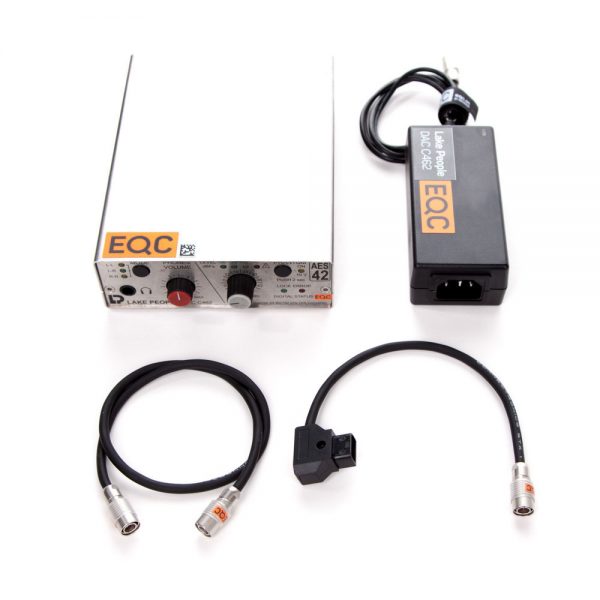 Lake People DAC C462 AES42-Wandler im Set mit Netzteil und zwei Hirose-Anschlusskabeln.