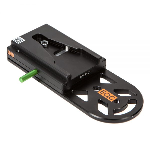 LanParte MVLP-01 VCT-14 Schnellwechsel-Adapterplatte mit grünem Verriegelungshebel.