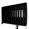 Breite, weiche Lichtquelle mit Vollspektrum-Farbmischung, Effektmodi und DMX-/Bluetooth-Fernsteuerung. Litepanels Gemini 2x1 RGB LED Soft Panel mit RGBWW-Farbmischung und CRI 97 bei Tageslicht.