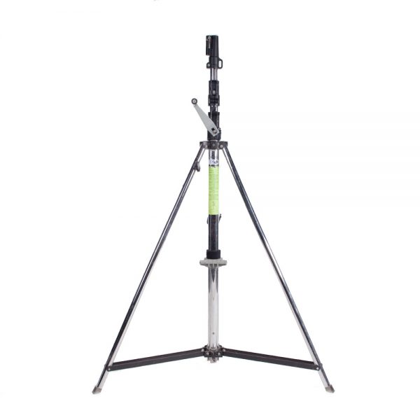 Manfrotto 087NWB Kurbelstativ aus verzinktem Stahl trägt bis zu 30 Kilogramm bei 370 Zentimeter Höhe.