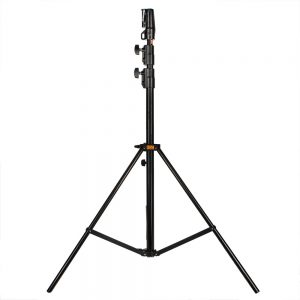 Manfrotto 126BSUAC Heavy-Duty-Lichtstativ aus schwarzem Stahl, luftgedämpft, mit 40 kg maximaler Traglast.