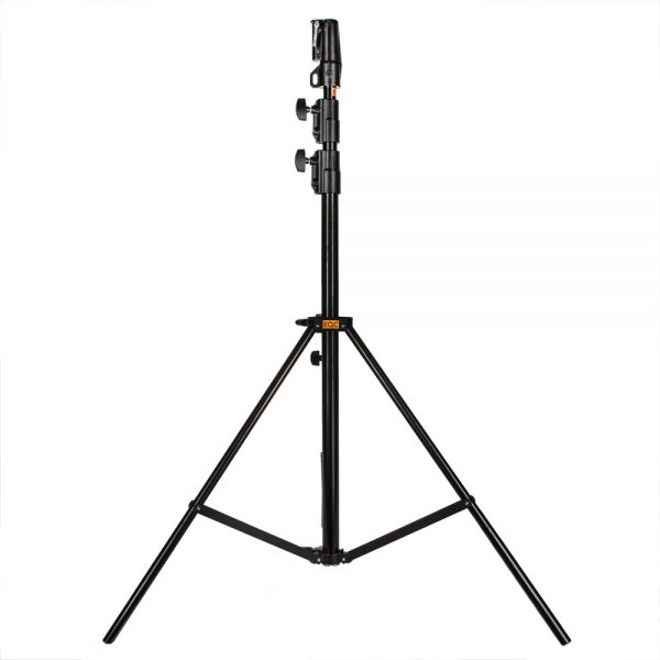Manfrotto 126BSUAC Heavy-Duty-Lichtstativ aus schwarzem Stahl, luftgedämpft, mit 40 kg maximaler Traglast.