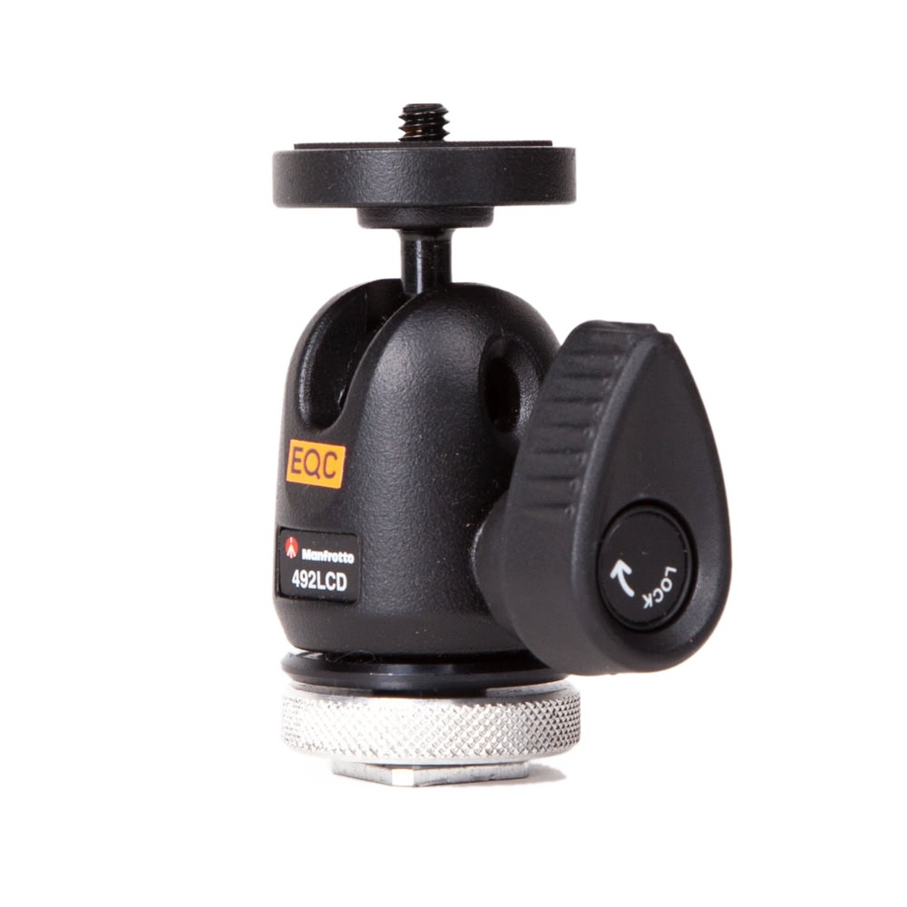 Manfrotto 492LCD Micro-Kugelkopf mit Blitzschuh-Montage für LCD-Monitore bis 2 kg Traglast.