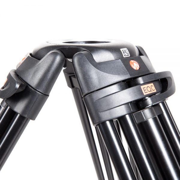 Manfrotto 546B Pro-Video-Stativ aus Aluminium mit 75-mm-Halbschale und stabiler Mittelspinne.