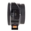 Unterstützt Autofokus und Bildstabilisator, je nach verwendeter Kamera. Metabones Sony-E-EF-Smart-Adapter zeigt seitlich einen USB-Anschluss und einen roten Schalter.