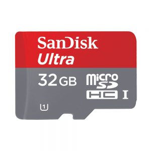 SanDisk Ultra microSDHC-Speicherkarte mit 32 GB Kapazität und UHS-I Klasse 10 für Action-Cams und Drohnen.