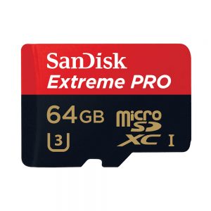 SanDisk Extreme PRO microSDXC-Speicherkarte mit 64 GB Kapazität und UHS-I Class 3 (U3) für 4K-Video.