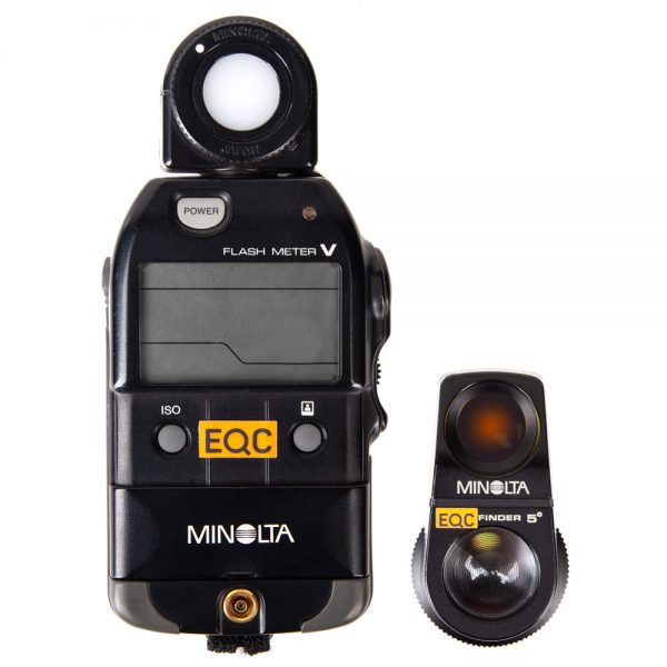 Minolta Flash Meter V als Handbelichtungsmesser für Dauer- und Blitzlicht mit Spotmeter-Zubehör.