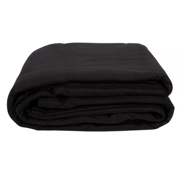 Schwarzes Molton R55 der Größe 10 x 3 m mit 325 g/m2 Flächengewicht und Brandschutzklasse B1.
