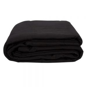 Schwarzes Molton R55 der Größe 3 x 3 m mit 325 g/m2 Flächengewicht und Brandschutzklasse B1.