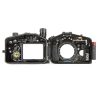 Aluminium-Unterwassergehäuse für die Sony RX100 IV bis 100 m Tiefe, mit visueller und akustischer Leckwarnung und Zugriff auf alle Kamerasteuerungen. Nauticam NA-RX100IV Unterwassergehäuse mit aufklappbarem Innenraum für die Sony RX100 Mark IV.