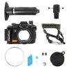 Aluminium-Unterwassergehäuse für die Sony RX100 IV bis 100 m Tiefe, mit visueller und akustischer Leckwarnung und Zugriff auf alle Kamerasteuerungen. Nauticam NA-RX100IV Unterwassergehäuse-Set mit Vakuumpumpe, Ersatzport und Reinigungszubehör.