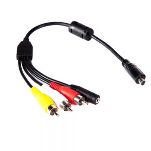 Pro-Lanc STP-01 Adapterkabel führt den Sony-10-Pin-Anschluss auf eine 2,5-mm-LANC-Buchse sowie Cinch-Ausgänge.