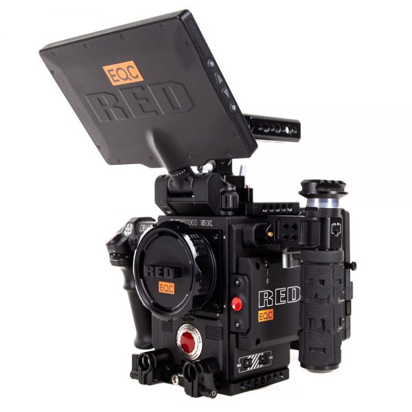 RED DSMC2 Gemini 5K mit Seitengriff und 7" Monitor ist eine Kinokamera mit GEMINI-15,4-Megapixel-Sensor.