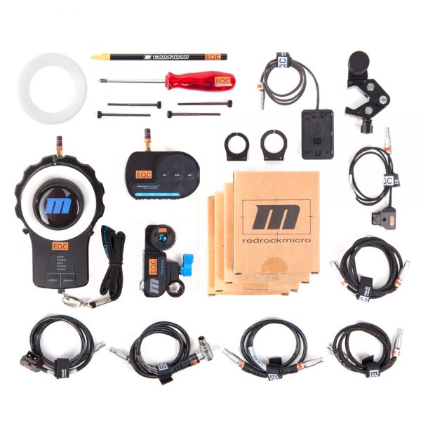 Redrock MicroRemote Funkschärfe-System mit Markierscheiben, Fingerwheel und Zubehör im Set.