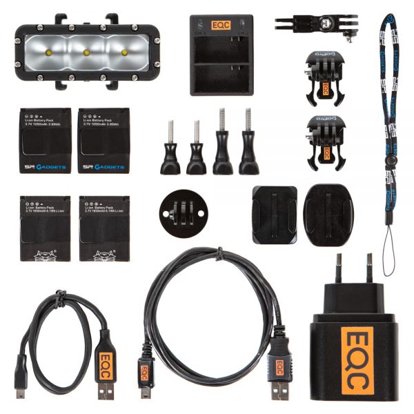 SP Gadgets Wasserfestes POV Action-Cam Licht-Set LED-Videolicht mit bis zu 300 Lumen und 40 m Tauchtiefe.
