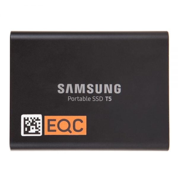 Samsung T5 Portable SSD mit 1 TB Kapazität und schnellem USB-3.1-Anschluss über USB-C.