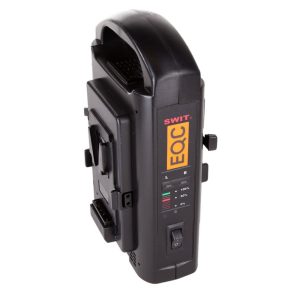 SWIT SC-302S Doppel-Ladegerät für zwei V-Mount-Akkus mit LED-Statusanzeigen je Seite.