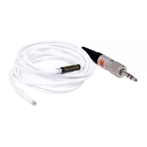 Sanken COS-11D PT weißes Lavalier-Mikrofon mit 1,8 m langem Kabel und TRS-Anschluss.