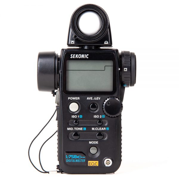Sekonic L-758 Cine Belichtungsmesser mit Lichtkuppel für Auf- und Reflexlichtmessung.
