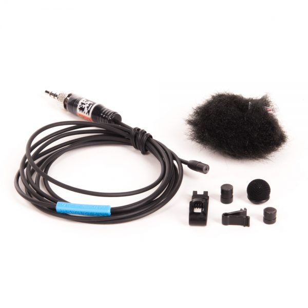 Sennheiser MKE 2 - EW Ansteckmikrofon im Set mit Krawattenklemme, Windschutz und Mikrofonhalter.
