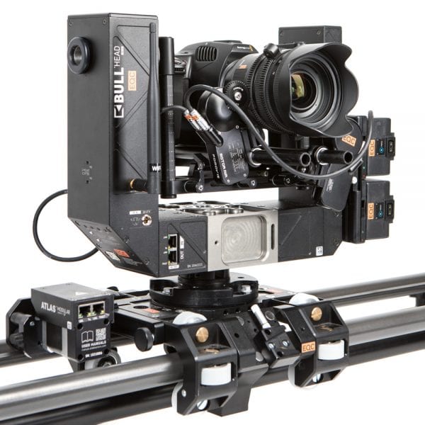 Slidekamera Bull Head MKIII Remote-Head Motion-Control-System mit 360-Grad-Rotation, bis 6 kg Kameragewicht.