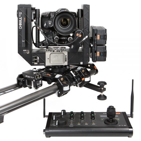 Slidekamera Bull Head MKIII Remote-Head Motion-Control-System mit 360-Grad-Rotation, bis 6 kg Kameragewicht.