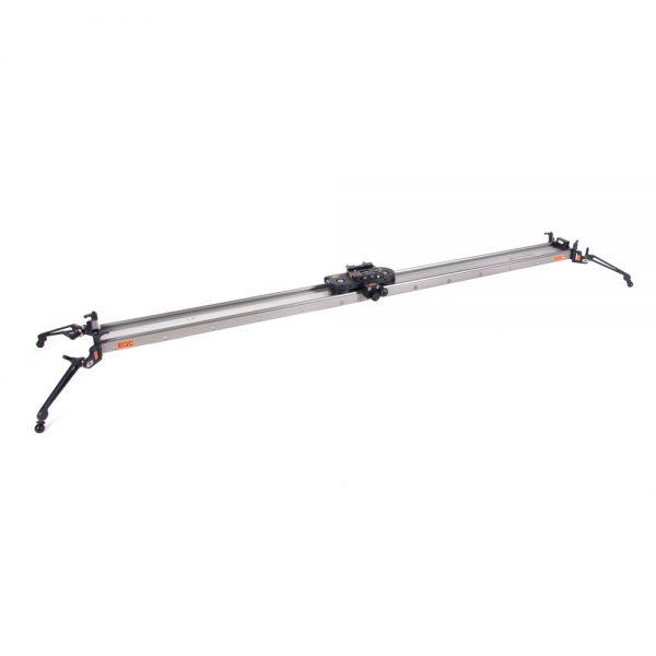 Slidekamera X-Slider System, ein Kamera-Slider mit 1500-mm-Aluminiumschiene auf zwei höhenverstellbaren Seitenfüßen.