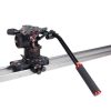 Slidekamera X-Slider System, Kamera-Slider-Wagen mit montiertem Manfrotto-Nitrotech-N8-Fluidkopf.