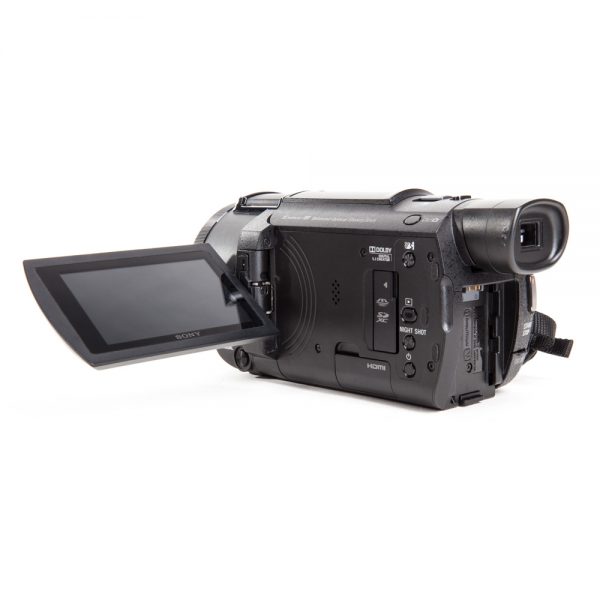 Sony FDR-AX53 4K-Camcorder mit Zeiss Vario-Sonnar-Objektiv und 20-fach optischem Zoom.