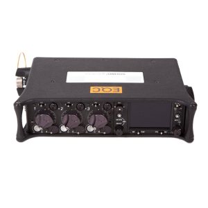 Sound Devices 633 High-End-Produktionsmischer mit sechs Kanälen und integriertem 10-Spur-Rekorder, Draufsicht.