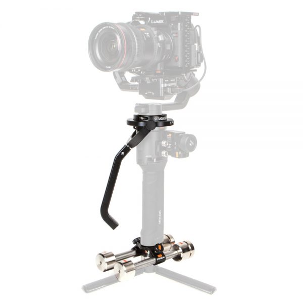 Steadicam Steadimate-S Vibrationsisolator für Ronin-S-Gimbals mit Handgriff und klappbaren Standfüßen.