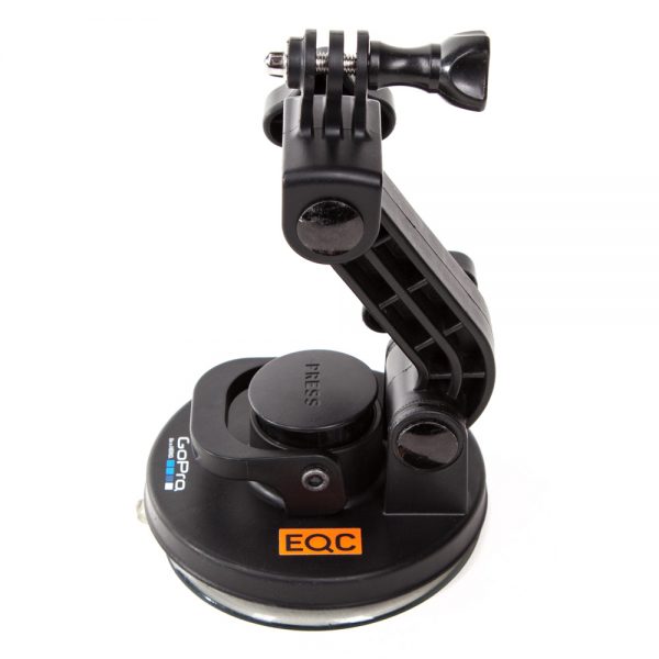 Saugnapf-Halterung mit verstellbarem Arm und GoPro-Halterung zum Ausrichten der Kamera.