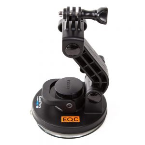 Saugnapf-Halterung mit verstellbarem Arm und GoPro-Halterung zum Ausrichten der Kamera.