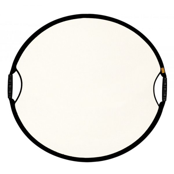 Sunbounce Sun-Mover Oval Reflektor mit Silber-/Weiß-Fläche und zwei seitlichen Handgriffen.