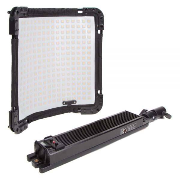 Tecpro Liteflex Bicolor, ein flexibles 1x1-LED-Panel mit D-Tap-Stromversorgung, biegbar für den Einsatz auf engem Raum.
