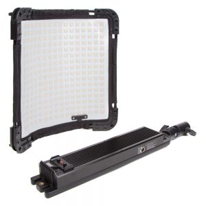 Tecpro Liteflex Bicolor, ein flexibles 1x1-LED-Panel mit D-Tap-Stromversorgung, biegbar für den Einsatz auf engem Raum.