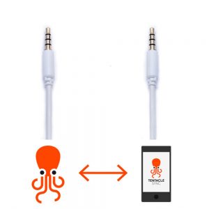 Tentacle Sync Setup-Kabel mit vierpoligem TRRS-Stecker an beiden Enden zur Konfiguration über die iOS-Setup-App.