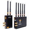 Teradek Bolt 1000 XT Sender und Empfänger von der Seite mit sichtbaren BNC- und Antennenanschlüssen.