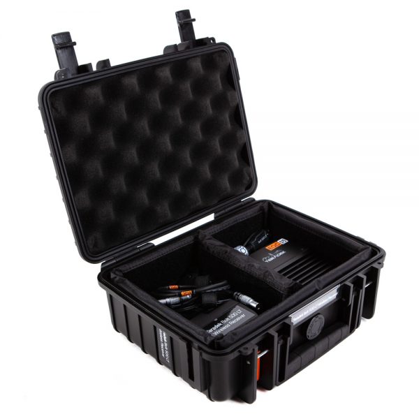 Teradek Bolt 500 Sidekick LT Empfänger in gepolstertem Hartschalenkoffer für den sicheren Transport.