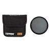 IRND-Filter mit 77-mm-Gewinde, im Set enthalten ist eine Tasche. Tiffen 77mm IRND 1.2 Filter, verpackt mit schwarzer Schutztasche und EQC-Branding.