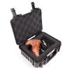 Tilta TT-0511-R Holzgriff verstaut im kompakten Transportkoffer mit Auslöserkabeln.